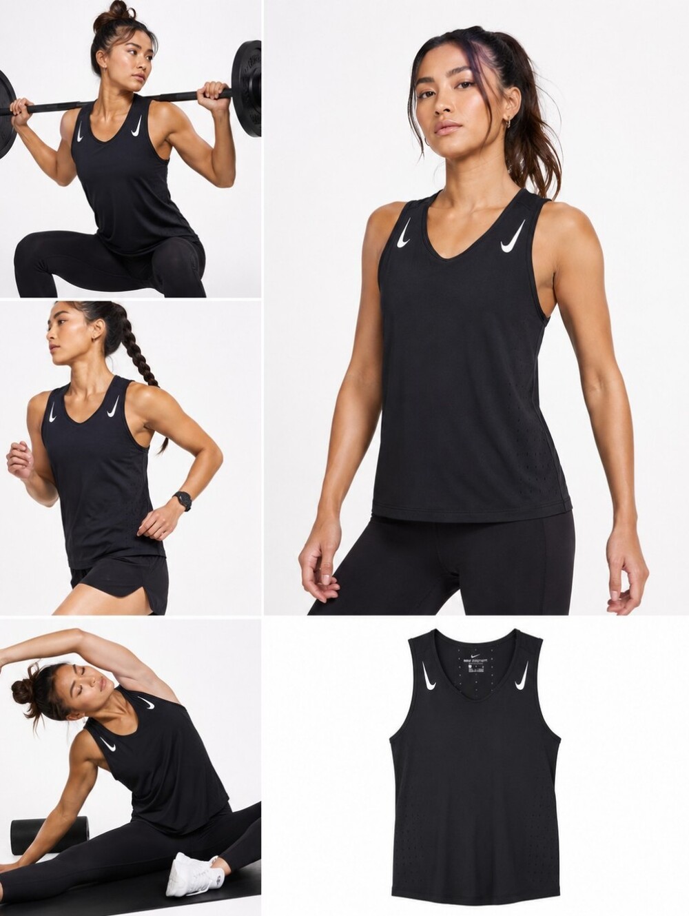 NWT Nike AeroSwift Dri-FIT ADV Slim Fit Running Black Tank Top Logo Perforations